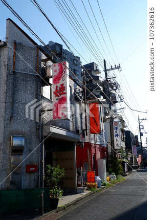 Restaurant street in front of Fussa Station Restaurant street in front of Fussa Station 107362616