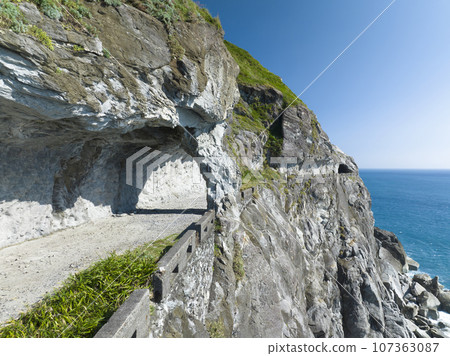 Aerial view and sea cliff road to Taroko national park , Hualien , Taiwan Aerial view and sea cliff road to Taroko national park , Hualien , Taiwan 107363087