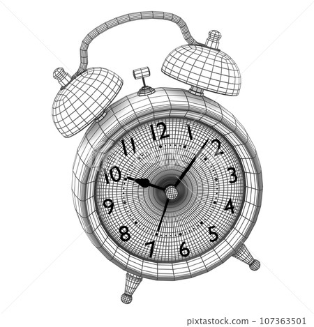 Vintage alarm clock on white background. 3d render concept of wake up time 107363501