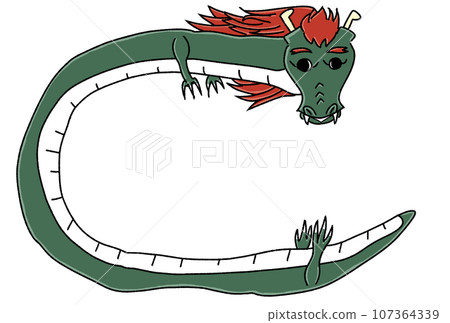 龍畫半圓的新年賀卡手繪素材 107364339