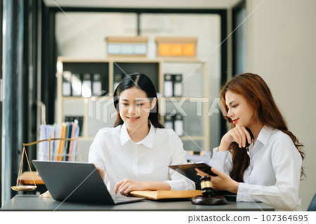 Business and Female lawyer or judge consult having team meeting with client, Law and Legal services concept.Customer service good cooperation in office. 107364695