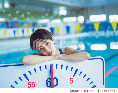A scene of a swimmer in the pool A scene of a swimmer in the pool 107364774