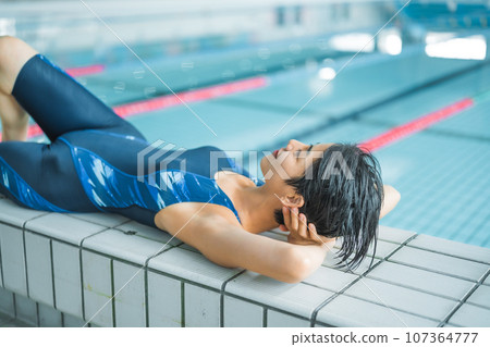 A scene of a swimmer in the pool 107364777