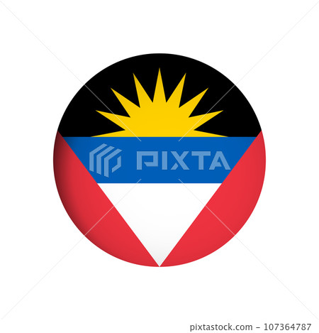Antigua and Barbuda flag - behind the cut circle paper hole with inner shadow. Antigua and Barbuda flag - behind the cut circle paper hole with inner shadow. 107364787