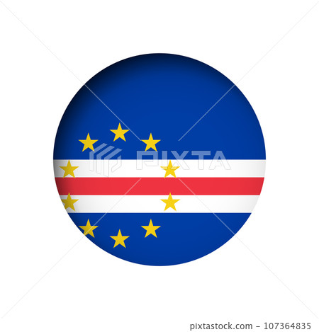 Cape Verde flag - behind the cut circle paper hole with inner shadow. 107364835