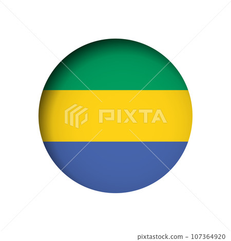 Gabon flag - behind the cut circle paper hole with inner shadow. 107364920