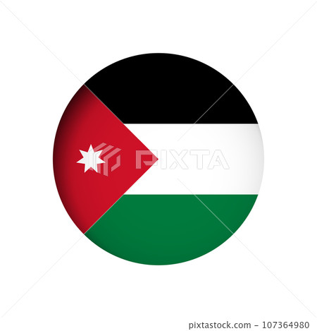 Jordan flag - behind the cut circle paper hole with inner shadow. Jordan flag - behind the cut circle paper hole with inner shadow. 107364980