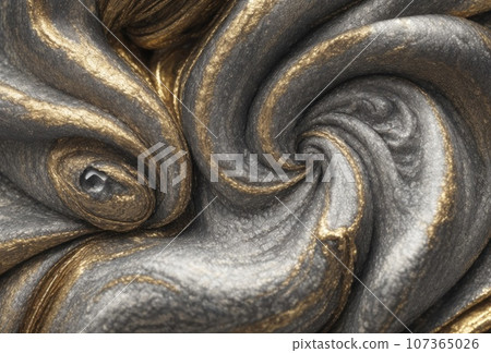Full frame abstract melted gold and silver background - AI Generated 107365026