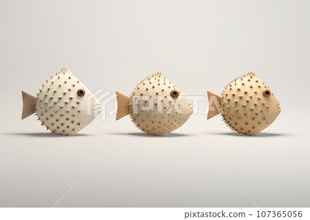 Cute pufferfish (3D pictograph) 107365056