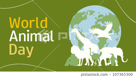 World Animal Day. Horizontal banner. Vector illustration for card, poster or advertising. World Animal Day. Horizontal banner. Vector illustration for card, poster or advertising. 107365300