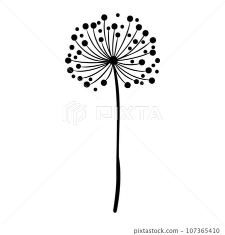 Decorative dandelion sketch. Hand drawn ink flower Decorative dandelion sketch. Hand drawn ink flower 107365410