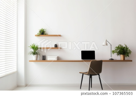 3D render of interior modern living room workspace Comfortable modern minimal Generative AI 107365503