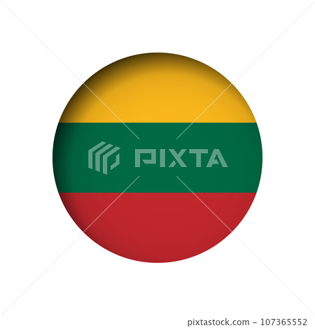 Lithuania flag - behind the cut circle paper hole with inner shadow. 107365552
