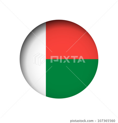 Madagascar flag - behind the cut circle paper hole with inner shadow. 107365560