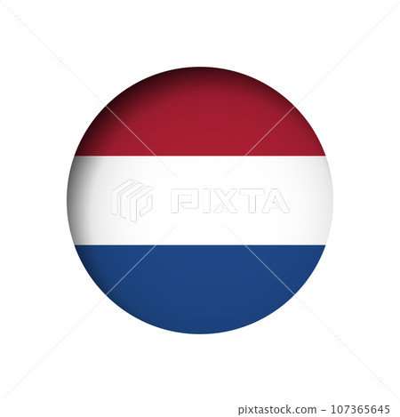 Netherlands flag - behind the cut circle paper hole with inner shadow. 107365645