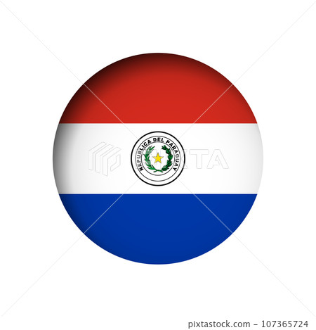 Paraguay flag - behind the cut circle paper hole with inner shadow. 107365724