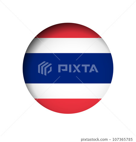 Thailand flag - behind the cut circle paper hole with inner shadow. 107365785