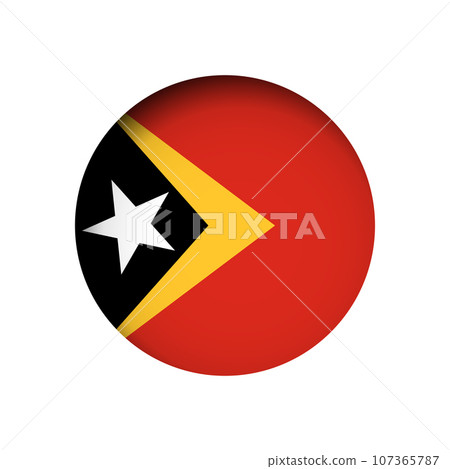 East Timor flag - behind the cut circle paper hole with inner shadow. 107365787