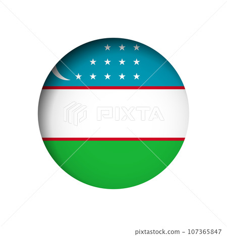 Uzbekistan flag - behind the cut circle paper hole with inner shadow. 107365847
