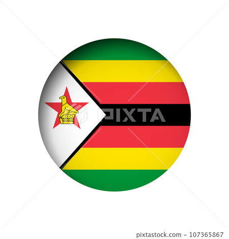 Zimbabwe flag - behind the cut circle paper hole with inner shadow. 107365867
