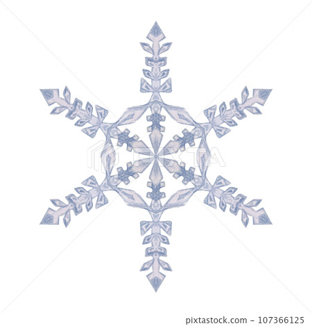 Hand drawn watercolor blue and silver snowflakes, water ice crystal frozen in winter. Illustration, single object isolated on white background. Design for holiday poster, print, website, card, booklet Hand drawn watercolor blue and silver snowflakes, water ice crystal frozen in winter. Illustration, single object isolated on white background. Design for holiday poster, print, website, card, booklet 107366125
