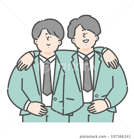 Illustration of a male business person crossing his shoulders 107366141