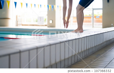 A scene of a swimmer in the pool A scene of a swimmer in the pool 107366332