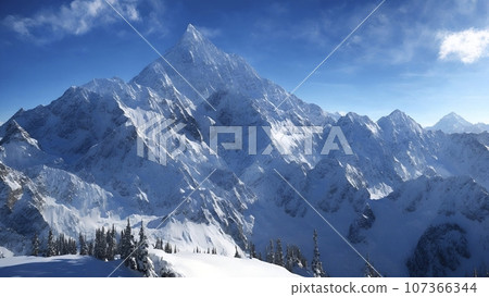 Scenery of snowy mountains 107366344