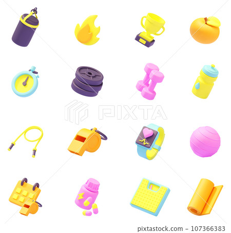 Vector fitness and sport icon set 107366383