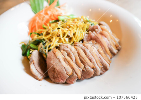 noodles with roasted duck noodles with roasted duck 107366423