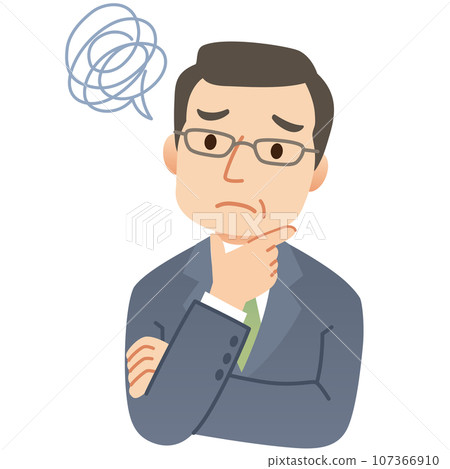 Worried office worker, middle-aged man, businessman 107366910