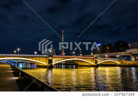 Sumida River light-up bridge and Sky Tree Sumida River light-up bridge and Sky Tree 107367384
