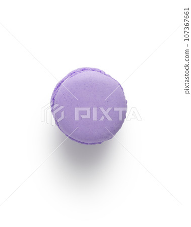 Lavender french macaron top view isolated on white with shadow 107367661