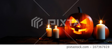 Halloween pumpkins and candles 107367819