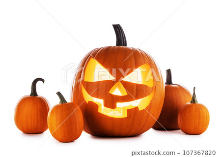 Halloween pumpkins on white Halloween pumpkins on white 107367820