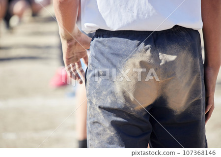 The muddy pants of a male student at a Japanese junior high school sports day The muddy pants of a male student at a Japanese junior high school sports day 107368146