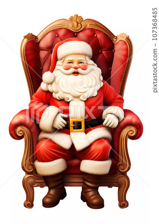 Cute Christmas Santa Claus Sits in a Chair Character Cute Christmas Santa Claus Sits in a Chair Character 107368485