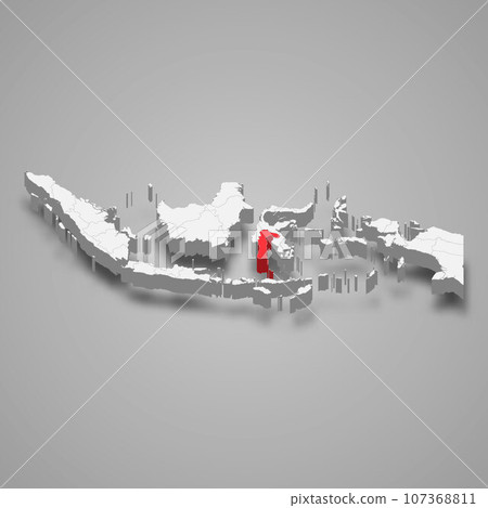 South Sulawesi province location Indonesia 3d map 107368811