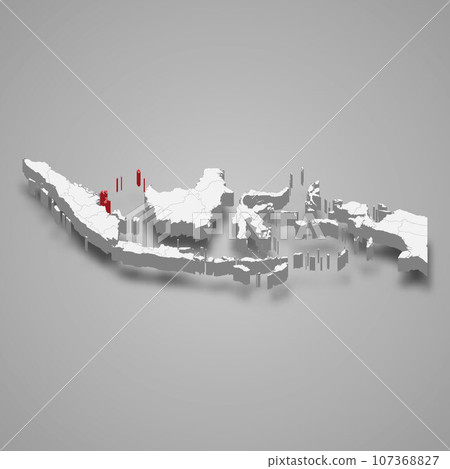 Riau Islands province location Indonesia 3d map 107368827