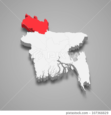 Rangpur state location within Bangladesh 3d map 107368829