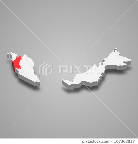 Perak state location within Malaysia 3d map-插圖素材 [107368837] - PIXTA圖庫