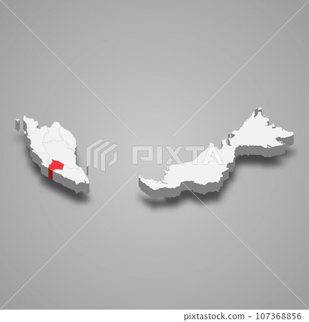 Negeri Sembilan state location within Malaysia 3d map 107368856