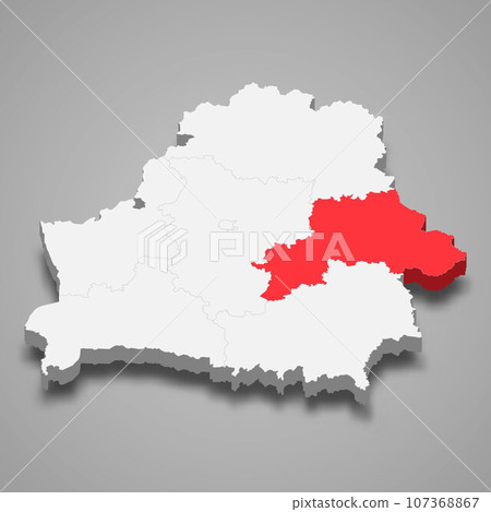 Mogilev oblast region location within Belarus 3d imap 107368867