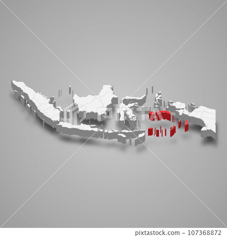 Maluku province location Indonesia 3d map 107368872