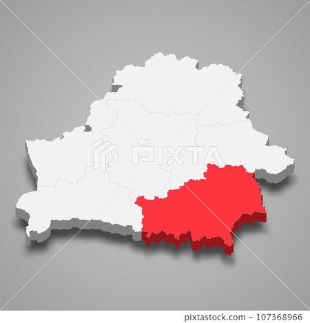 Gomel oblast region location within Belarus 3d imap Gomel oblast region location within Belarus 3d imap 107368966