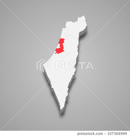 Central district location within Israel 3d map 107368999