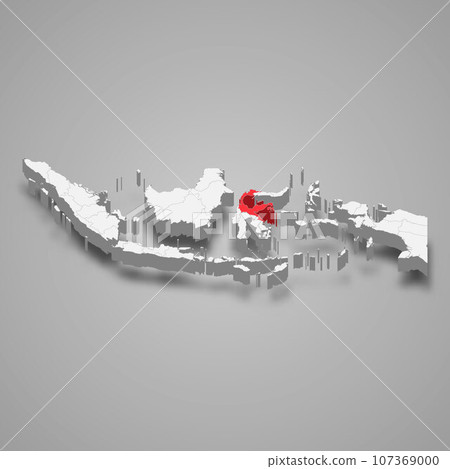 Central Sulawesi province location Indonesia 3d map 107369000
