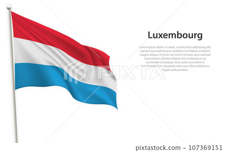Waving flag of Luxembourg on white background. Template for independence day Waving flag of Luxembourg on white background. Template for independence day 107369151