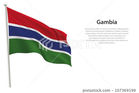 Waving flag of Gambia on white background. Template for independence day Waving flag of Gambia on white background. Template for independence day 107369199