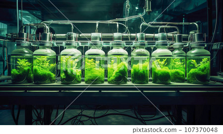 Photobioreactor in laboratory, algae biofuel industry 107370048